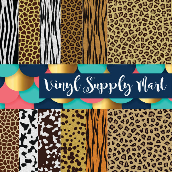 Animal Pattern Vinyl, Cow, Leopard, Cheetah, giraffe, zebra, tiger