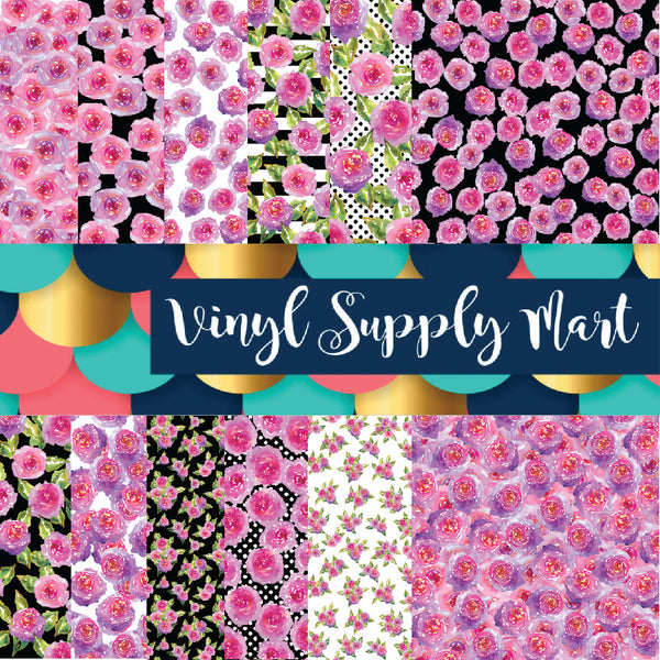 *Pink Floral - Watercolor Patterns