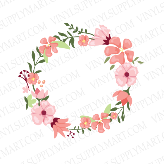 *Floral Wreath - Pink 1 - HTV Transfer