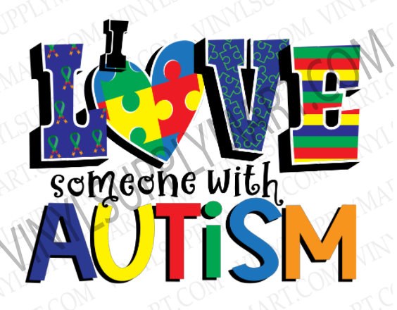 Autism Awareness, Love, Sublimation, Transfer