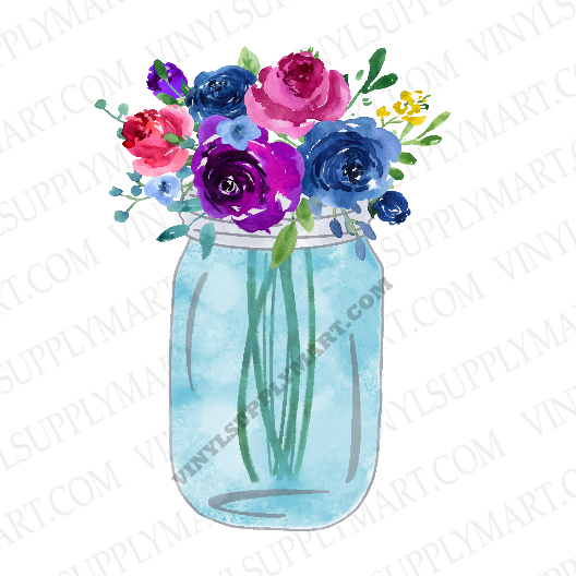 *Jar with Flowers - HTV Transfer