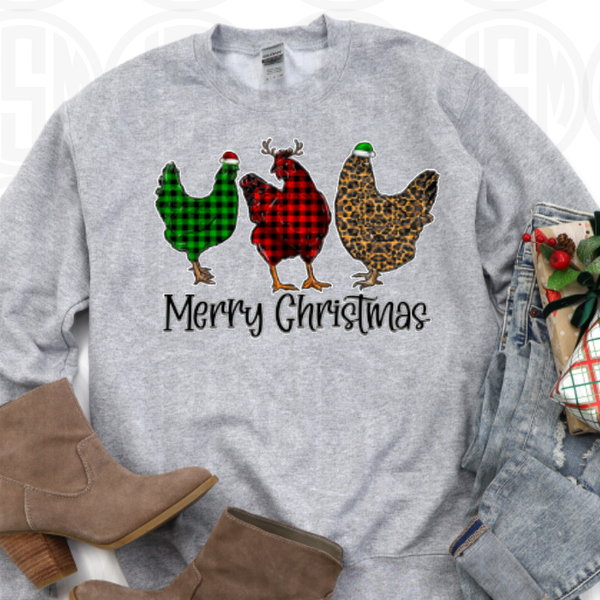 *Merry Christmas - Chickens Transfer