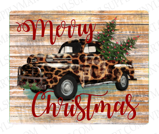 *Merry Christmas - Leopard Truck - HTV Transfer