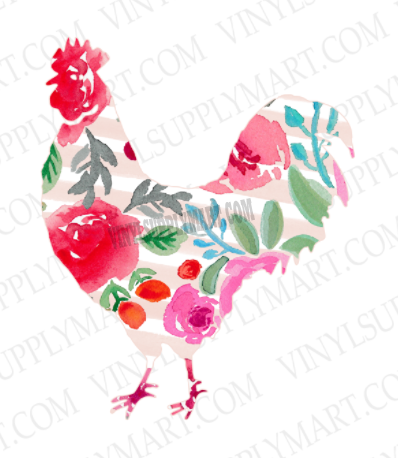 *Rooster - Floral - HTV Transfer