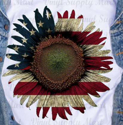 *Sunflower / Rustic Flag - HTV Transfer