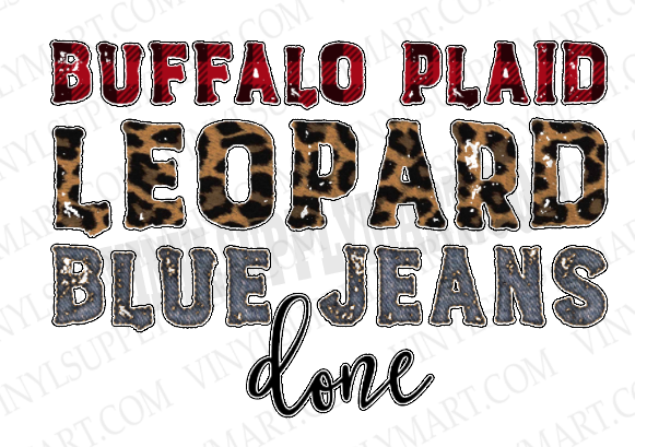 *Buffalo Plaid / Leopard / Blue Jeans - HTV Transfer